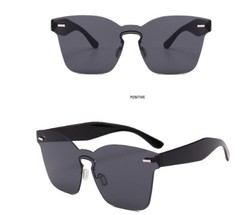 Women Glasses Rimless Keyhole Nose Bridge Mono Flat Lens Horn Rimmed Sunglasses