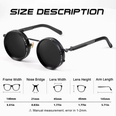 CRIXALIS Polarized Round Sunglasses ND9 Adjustable Dimming UV400 Retro Punk