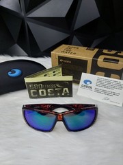 Costa Style Tortoise Tuna Alley Sunglasses Blue Mirrored Polarized Lens Case Box