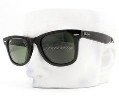 Ray-Ban Wayfarer Ease Sunglasses RB 4340 601 Shiny Black Green Glass 50mm w/case