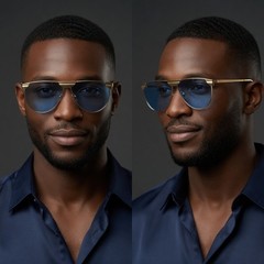 Sunglasses Men Oceanic Blue Lens UV400 Protection Fashion Designer Pilot Eyewear