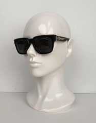 Chrome Hearts Box Officer Square Sunglasses 56 in Black with Dark Green Lenses
