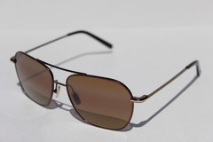 MAUI JIM Mano POLARIZED Sunglasses H877-01 Dark Brown Gold Stripe/HCL Bronze NEW