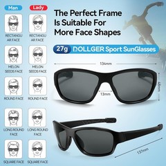 Dollger Polarized Sports Sunglasses for Men Women Lightweight Wrap-Around, UV400
