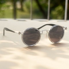 Men sunglasses round frame black polarized lens sunglasses round silver glasses