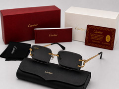 Cartier Big C Diamond Cut Black Frameless Lens & Gold Frame