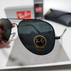 New! Ray-Ban RB3025 Aviator Pilot Sunglasses Black Frame Glass Gray Lens 58-14mm