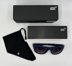 Authentic MONTBLANC MB459S 91B Blue w/Grey Lens Sunglasses – 57 mm (16-4)
