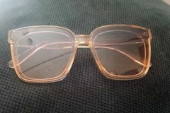 Clear Plastic Square Frame Sunglasses Gray Gradient Lenses Lightweight
