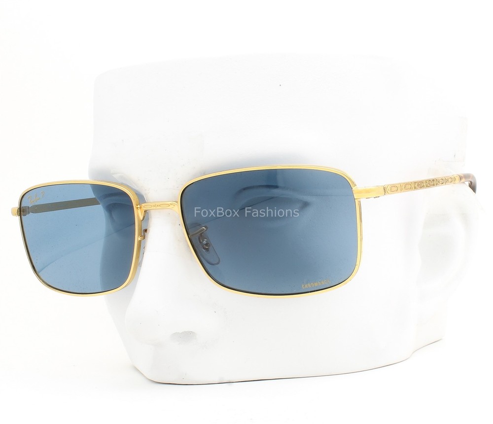 Ray-Ban Sunglasses RB 3717 9196/S2 Gold Blue Chromance Polarized 60mm w/case