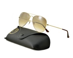 Ray-Ban Sunglasses RB3025 Aviator Gradient Gold Frame Light Brown Lens 58mm