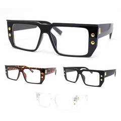 Rectangular Mobster Flat Top Clear Lens Retro Fashion Eyeglasses