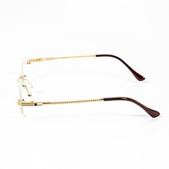 Vintage Mens Round Clear Tint Gold Frame Lens Retro Rimless Oval Hip Hop Glasses