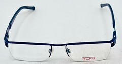 Tumi Mens Navy Rimless Stainless Steel Rectangle Eyewear Frame T100 53mm