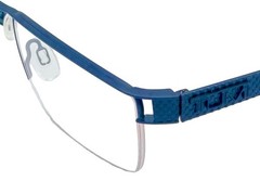 Tumi Mens Navy Rimless Stainless Steel Rectangle Eyewear Frame T100 53mm