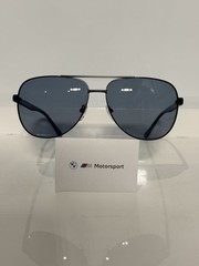 BMW BS0028 02M Black Aviator Stainless Steel Metal Polarized Blue Sunglasses