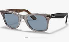 Ray-Ban original wayfarer classic 50-22 Custom Blue Lenses Transparent Grey