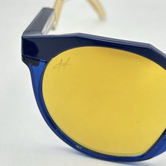Oakley Mens HSTN Mybappe Series Irregular Polarized Mirror Sunglasses Navy/Gold