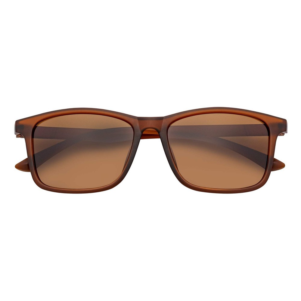 COMMUTER – Polarized Horn Rimmed Matte Brown Sunglasses Amber Lens