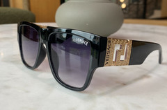 Versace Sunglasses Men Black Frame Gramy Lens Gold Logo