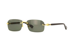 Gucci GG1221S 001 Unisex Square Sunglasses in Black/Gold with Grey Lens 100% UV