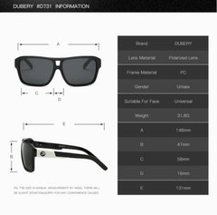 DUBERY Unisex Polarized Sport Sunglasses Outdoor Driving Fishing Square Glasses