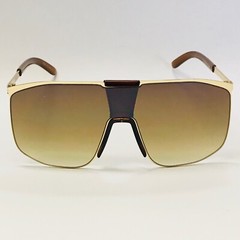 SUNGLASSES MEN DESIGNER RECTANGULAR STYLE GOLD FLAT BLACK LENS TOP BAR MODERN