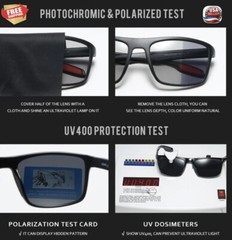 KDEAM Ultra Light Rectangular Photochromic 100% Polarized Sunglasses with CASE