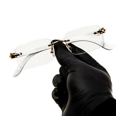 Clear Lens Mens Gold Frame White Wood Grain Rectangular Luxury Square Glasses