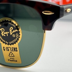 Ray-Ban RB3016 W0366 Clubmaster Sunglasses Brown Tortoise Arista Gold G-15 Green