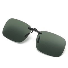 Square Clip on Sunglasses Women Polarized Black Lens UV400 Night Vision Driving
