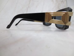 Sunglasses Frame Unisex Adults Black Gold Plastic Rectangular Full Rim 125