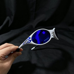 Oakley Eye Jacket Lightweight Polarized Blue ​Lenses White Frames Vintage