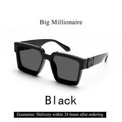 Luxury Retro Square Sunglasses – Black Millionaire Style UV400 Sunglasses for Me