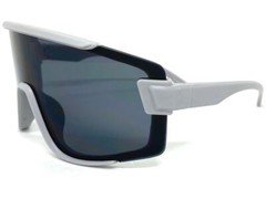 OVERSIZED EXAGGERATED Modern Retro Wrap Shield SUN GLASSES Large Big Gray Frame