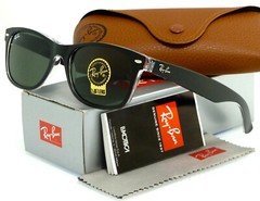 Ray-Ban New Wayfarer Top Black on Transparent l Green G-15XLT RB2132 6052 58mm