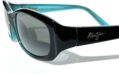 NEW Maui Jim PUNCHBOWL Black & Blue POLARIZED Neutral Grey GLASS Sunglass 219-03