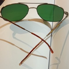 Vintage ROYCE International Aviator Sunglasses Gold Metal G-15 Green Glass