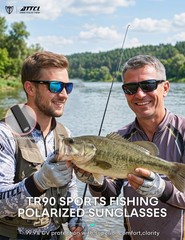 Polarized Sunglasses Men for Fishing: UV Protection Lightweight TR90 Sports W…