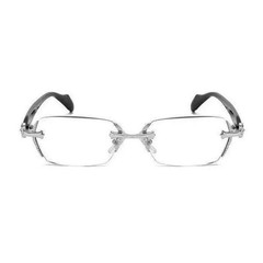 Clear Lens Silver Frame Retro Cross Style Edge Cut Luxury Rimless Eye Glasses