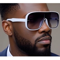 Sunglasses Men Fashion Trendy White Frame UV400 Protect Bold Shield Modern 2026