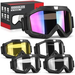 Dirt Bike Goggles – 5-Pack Motorcycle & ATV Goggles with UV Protection, Dust-…
