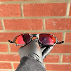 Vintage Oakley Juliet Carbon X-Metal Polarized Sunglasses Red Lens Black Frames
