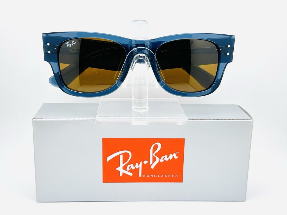 Ray-Ban Mega Wayfarer RB0840S 51mm Unisex Sunglasses – Blue Frame / Brown Lens