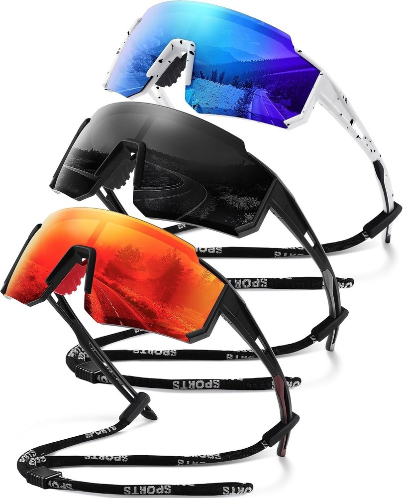 Polarized Sport Sunglasses for Men and Women, Lightweight TR90 Sun Glasses.