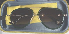GUCCI AVIATOR Sunglasses WEB Stripe Frame GG0062 Gold/Web Design 57 mm, Italy