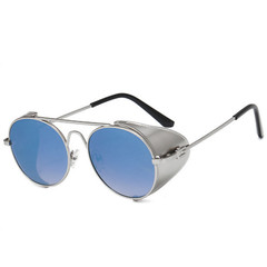Vintage Retro Steampunk Sunglasses Side Shields Round Metal Glasses Mens Womens