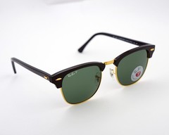 Ray-Ban Sunglasses RB3016 Clubmaster Classic Polished Black & Gold Frame 51mm