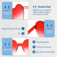 24 Pairs Heart Shaped Sunglasses Bulk Heart Rimless Sunglasses Colorful Candy…