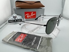 RAY-BAN HEXAGONAL RB3548N 002/58 BLACK G-15 GREEN POLARIZED SUNGLASSES 54MM NEW